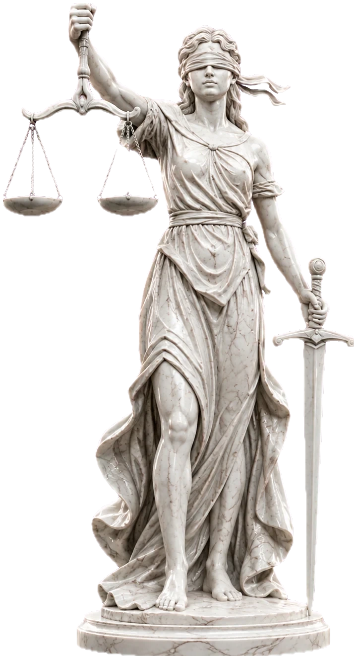 Statua in marmo della dea della Giustizia